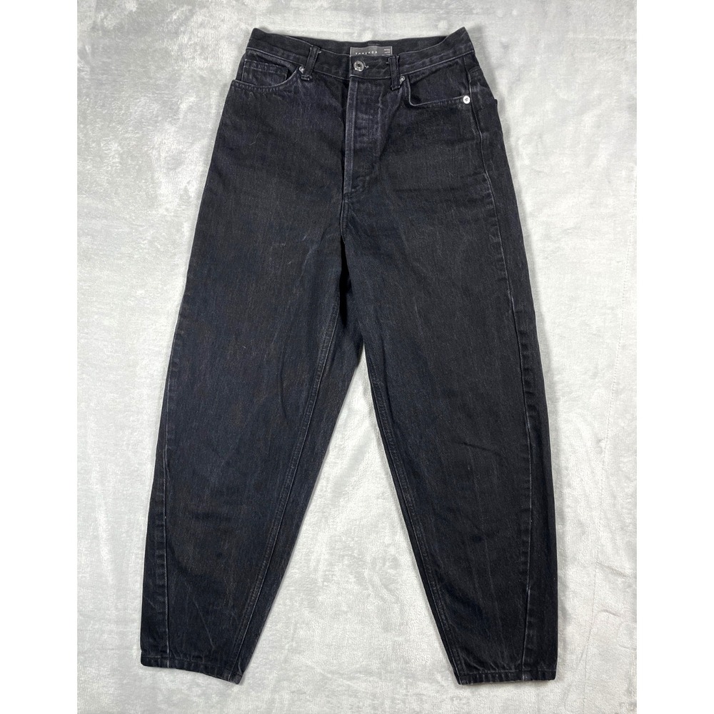 Topshop Mom Jeans Women W26 Black High Rise Tapered Denim